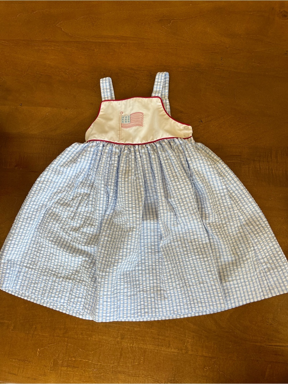 Bailey Boys Seersucker Sundress with Flag Applique - Blue & White